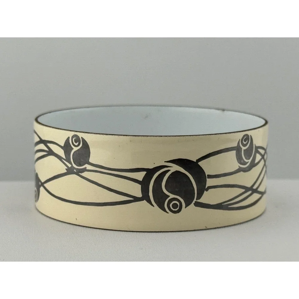 Vintage Enamel Rose Flower Bangle Bracelet Unsigned Possibly Michaela Frey‎